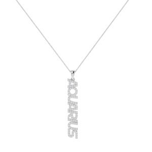 Aquarius Zodiac Name Pendant with Diamonds