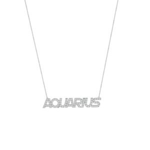 Aquarius Zodiac Name Necklace with Diamonds