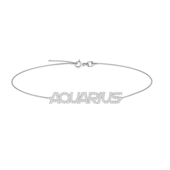 Aquarius Zodiac Name Bracelet with Diamonds