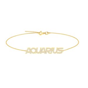 Aquarius Zodiac Name Bracelet with Diamonds
