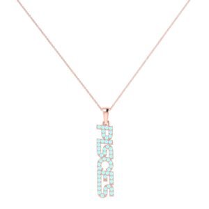Pisces Zodiac Name Pendant with March Birthstone Aquamarine