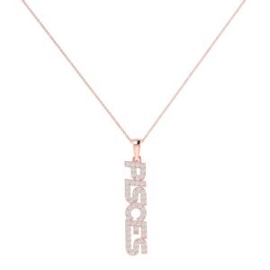 Pisces Zodiac Name Pendant with Diamonds