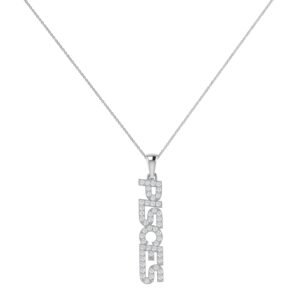 Pisces Zodiac Name Pendant with Diamonds