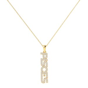 Pisces Zodiac Name Pendant with Diamonds