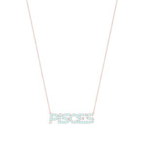 Aquamarine Pisces Zodiac Name Necklace in 18K Gold – Dubai UAE | March Birthstone Luxury Jewelry