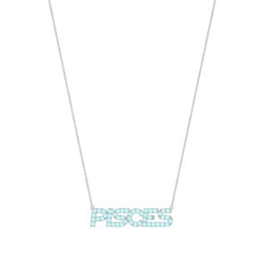 Aquamarine Pisces Zodiac Name Necklace in 18K Gold – Dubai UAE | March Birthstone Luxury Jewelry