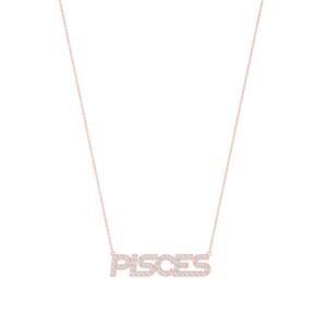 Pisces Zodiac Name Necklace with Diamonds