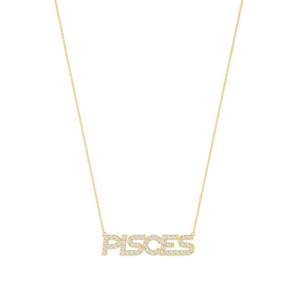 Pisces Zodiac Name Necklace with Diamonds