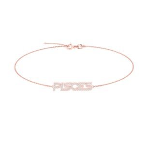 Pisces Zodiac Name Bracelet with Diamonds