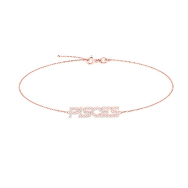 Pisces Zodiac Name Bracelet with Diamonds - Image 3