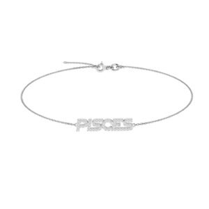 Pisces Zodiac Name Bracelet with Diamonds