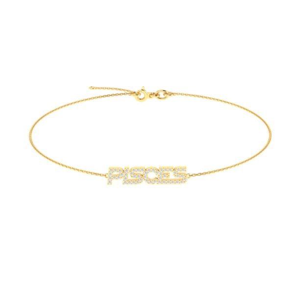 Pisces Zodiac Name Bracelet with Diamonds