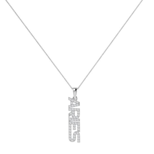Aries Zodiac Name Pendant with April Birthstone Diamonds - Image 2