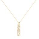 Aries Zodiac Name Pendant with April Birthstone Diamonds