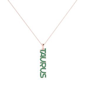 Taurus Zodiac Name Pendant with May Birthstone Emerald