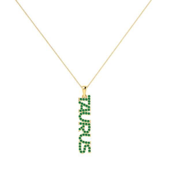 Taurus Zodiac Name Pendant with May Birthstone Emerald