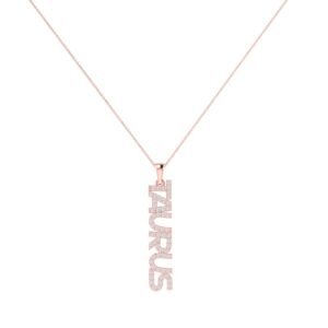 Taurus Zodiac Name Pendant with Diamonds