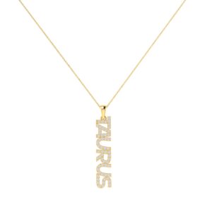 Taurus Zodiac Name Pendant with Diamonds
