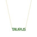 Taurus Zodiac Name Necklace with May Birthstone Emerald