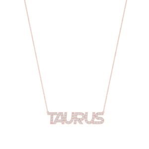 Taurus Zodiac Name Necklace with Diamonds