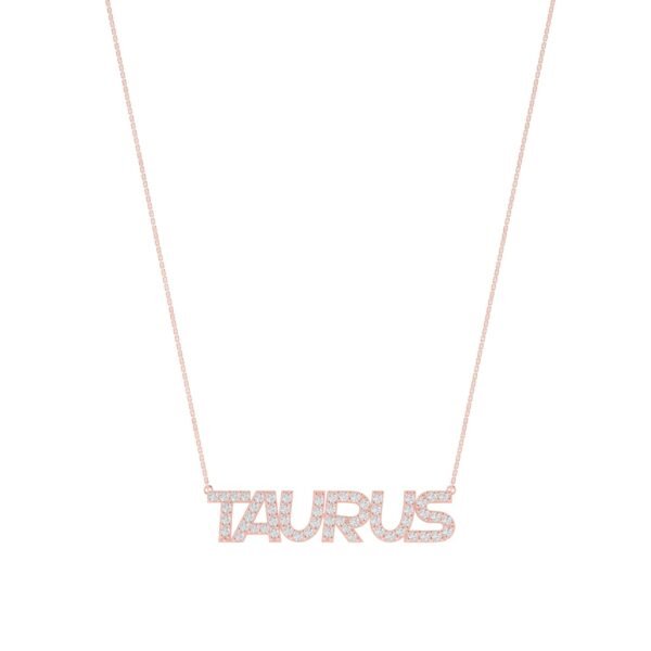 Taurus Zodiac Name Necklace with Diamonds