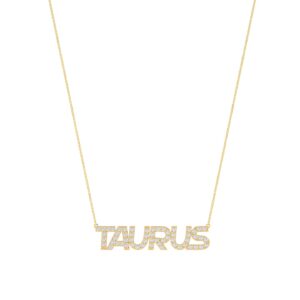 Taurus Zodiac Name Necklace with Diamonds