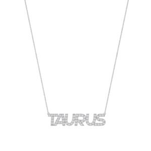 Taurus Zodiac Name Necklace with Diamonds