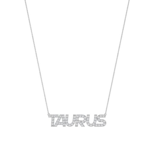 Taurus Zodiac Name Necklace with Diamonds
