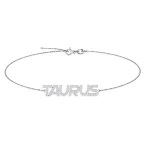 Taurus Zodiac Name Bracelet with Diamonds
