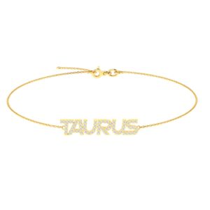 Taurus Zodiac Name Bracelet with Diamonds