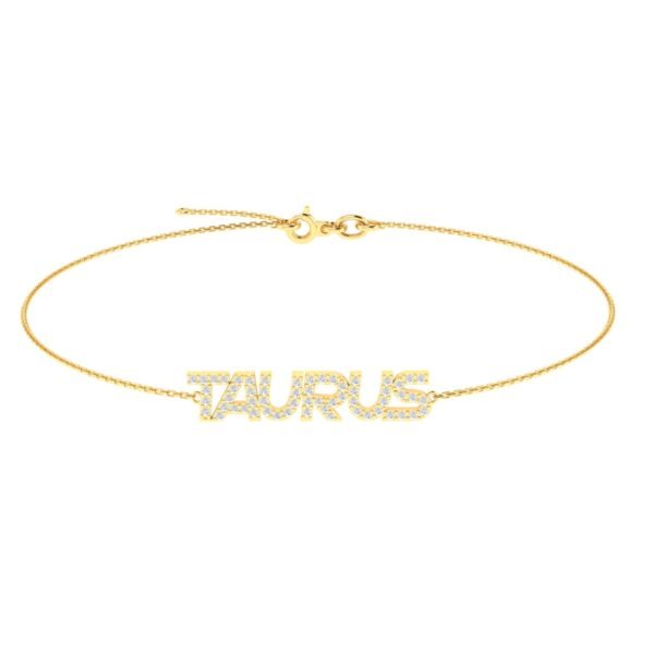 Taurus Zodiac Name Bracelet with Diamonds