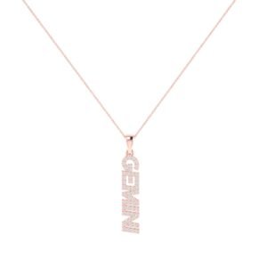 Gemini Zodiac Name Pendant with Diamonds