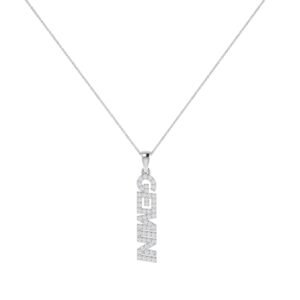 Gemini Zodiac Name Pendant with Diamonds