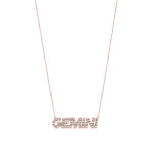 Gemini Zodiac Name Necklace with June Birthstone Pearl