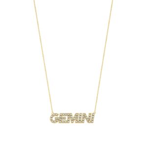 Gemini Zodiac Name Necklace with June Birthstone Pearl