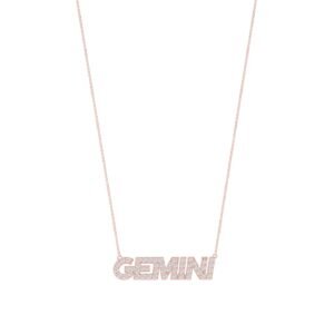 Gemini Zodiac Name Necklace with Diamonds