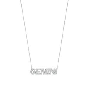 Gemini Zodiac Name Necklace with Diamonds