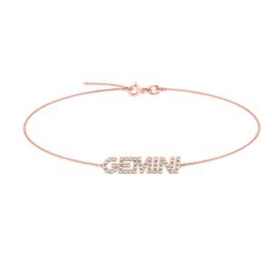 Gemini Zodiac Name Bracelet with June Birthstone Pearl