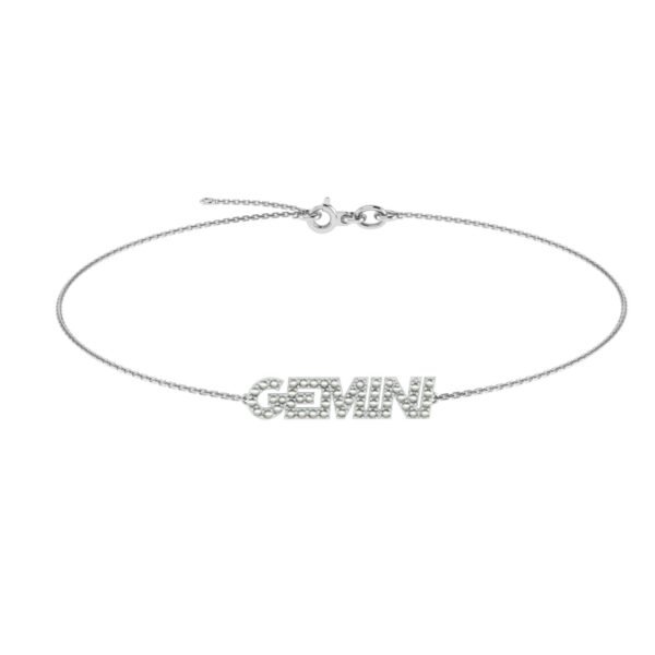 Gemini Zodiac Name Bracelet with June Birthstone Pearl - Image 2
