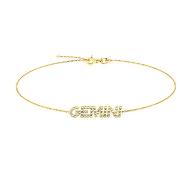 Gemini Zodiac Name Bracelet with June Birthstone Pearl