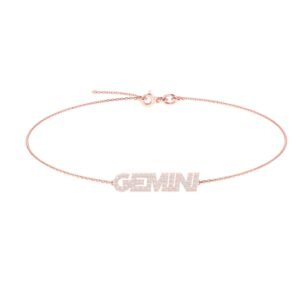 Gemini Zodiac Name Bracelet with Diamonds