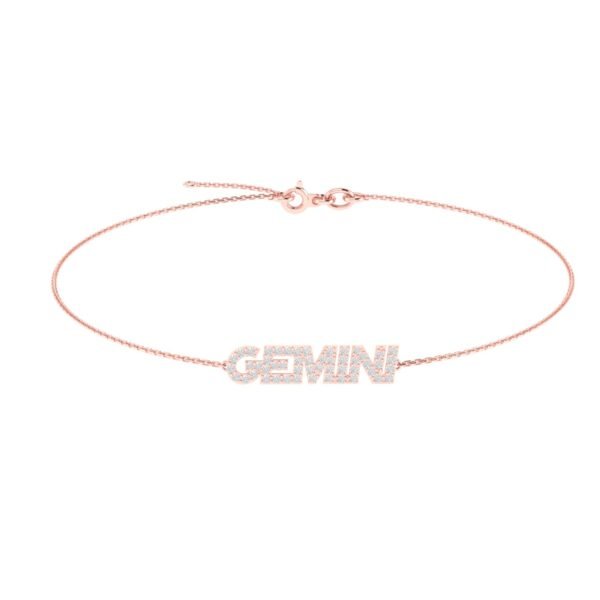 Gemini Zodiac Name Bracelet with Diamonds - Image 3