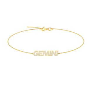 Gemini Zodiac Name Bracelet with Diamonds