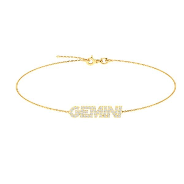 Gemini Zodiac Name Bracelet with Diamonds
