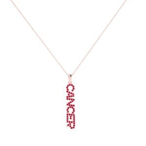 Cancer Zodiac Name Pendant with July Birthstone Ruby