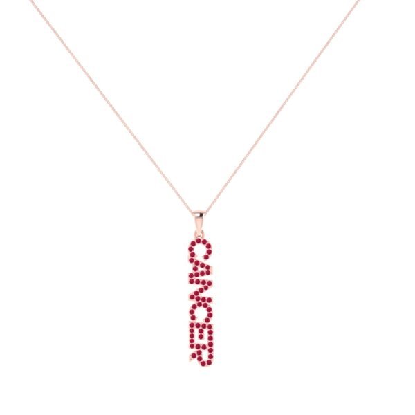 Cancer Zodiac Name Pendant with July Birthstone Ruby