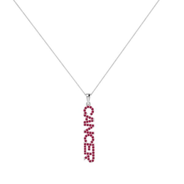 Cancer Zodiac Name Pendant with July Birthstone Ruby