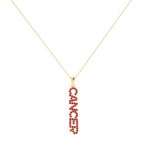 Cancer Zodiac Name Pendant with July Birthstone Ruby