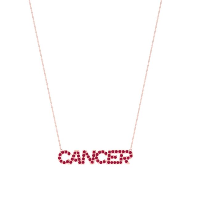 Cancer Zodiac Name Necklace with July Birthstone Ruby