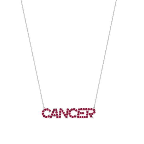 Cancer Zodiac Name Necklace with July Birthstone Ruby - Image 2